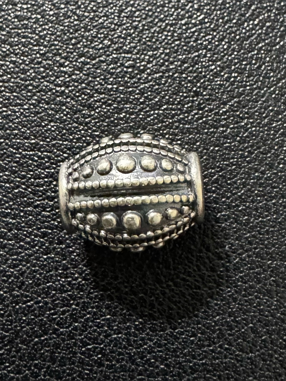 Pandora Silver-Tone Textured Bead with Dot and Rope Motif